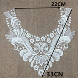 Maxbell 2 Pieces White Fabric Flower Lace Collar Sewing Applique DIY Detachable Necklace