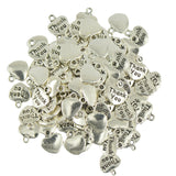 Maxbell 100pcs Tibetan Silver Tone "Thank You" Heart Charms Pendant for Necklace DIY