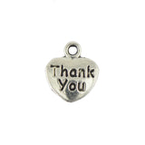 Maxbell 100pcs Tibetan Silver Tone "Thank You" Heart Charms Pendant for Necklace DIY