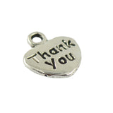 Maxbell 100pcs Tibetan Silver Tone "Thank You" Heart Charms Pendant for Necklace DIY