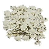 Maxbell 100pcs Tibetan Silver Tone "Thank You" Heart Charms Pendant for Necklace DIY