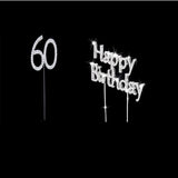 Maxbell Crystal Happy Brithday + 60th Cake Toppers Bday Anniversary Cake Decor
