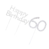 Maxbell Crystal Happy Brithday + 60th Cake Toppers Bday Anniversary Cake Decor