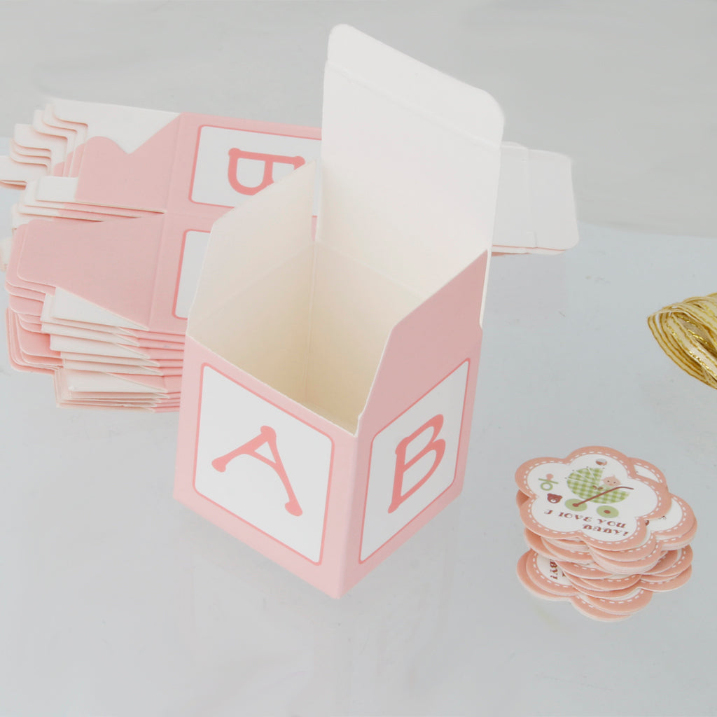 Maxbell Set of 24pcs Paper Baby Candy Sweets Gift Boxes Baby Shower Favors Pink & Blue