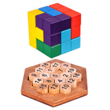 Maxbell Classic Six Sided Wooden Cube Kongming Lock Kids Adult Recreational Toy Gift