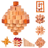 Maxbell 3D Wooden Toys Brain Teaser Puzzle Intellectual Puzzle Funny Kong Ming Lock Logic Game 10*10cm