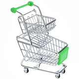 Maxbell Kids Children Pretend Play Mini Double Tier Shopping Entertainment Fun Cart Trolley Home Room Office Decor Toy Gift Green