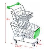 Maxbell Kids Children Pretend Play Mini Double Tier Shopping Entertainment Fun Cart Trolley Home Room Office Decor Toy Gift Green