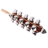 Maxbell Wooden Stick Hand Held Shake Bell 21 Metal Bell Sleigh Bells 12.99inch for KTV Party Accessory Band Accompaniment