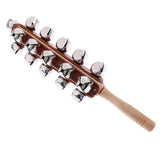 Maxbell Wooden Stick Hand Held Shake Bell 21 Metal Bell Sleigh Bells 12.99inch for KTV Party Accessory Band Accompaniment