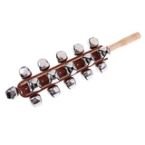 Maxbell Wooden Stick Hand Held Shake Bell 21 Metal Bell Sleigh Bells 12.99inch for KTV Party Accessory Band Accompaniment