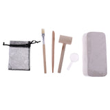 Maxbell 1 Set Natural Stone Dig Out Unearth Discover Toy with Digging Tools Brush Magnifying Glass