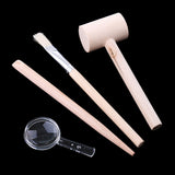 Maxbell 1 Set Natural Stone Dig Out Unearth Discover Toy with Digging Tools Brush Magnifying Glass