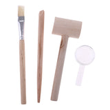 Maxbell 1 Set Natural Stone Dig Out Unearth Discover Toy with Digging Tools Brush Magnifying Glass