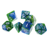 Maxbell 7PCS Polyhedral Dice 16mm D20 D12 D10 D8 D6 D4 for Dungeons & Dragons Table Games Green Blue