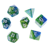 Maxbell 7PCS Polyhedral Dice 16mm D20 D12 D10 D8 D6 D4 for Dungeons & Dragons Table Games Green Blue