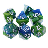 Maxbell 7PCS Polyhedral Dice 16mm D20 D12 D10 D8 D6 D4 for Dungeons & Dragons Table Games Green Blue