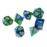Maxbell 7PCS Polyhedral Dice 16mm D20 D12 D10 D8 D6 D4 for Dungeons & Dragons Table Games Green Blue
