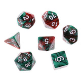 Maxbell 7PCS Polyhedral Dice 16mm D20 D12 D10 D8 D6 D4 for Dungeons & Dragons Table Games Green Coffee