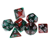Maxbell 7PCS Polyhedral Dice 16mm D20 D12 D10 D8 D6 D4 for Dungeons & Dragons Table Games Green Coffee
