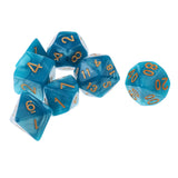 Maxbell 7PCS Polyhedral Dice 16mm D20 D12 D10 D8 D6 D4 for Dungeons & Dragons Table Games Blue Green
