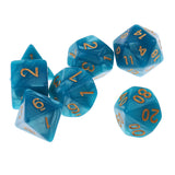 Maxbell 7PCS Polyhedral Dice 16mm D20 D12 D10 D8 D6 D4 for Dungeons & Dragons Table Games Blue Green