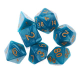 Maxbell 7PCS Polyhedral Dice 16mm D20 D12 D10 D8 D6 D4 for Dungeons & Dragons Table Games Blue Green