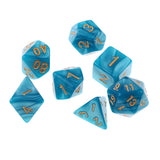 Maxbell 7PCS Polyhedral Dice 16mm D20 D12 D10 D8 D6 D4 for Dungeons & Dragons Table Games Blue Green
