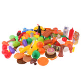 Maxbell 120 Pieces Set Plastic Fruits Vegetables Drinks Kids Baby Kitchen Pretend Role Play Educational Preschool Toy