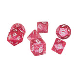 Maxbell 7pcs/set TRPG Game Dungeons & Dragons Glitter D4-D20 Multi Sides Dice Pink