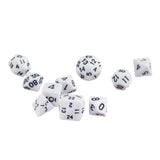 Maxbell 10pcs/Set TRPG Games Dungeons & Dragons D4-D30 Multi-Sided Dice White