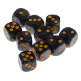 Maxbell 10pcs/Pack Plastic Six Sided Dice D6 for Party Bar Game Accessory Black