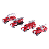 Maxbell Kids Toy Model Diecast Car 1:64 Vehicle Model Set (4 Pieces) Collection Gift - Fire Truck