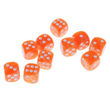 Maxbell 10pcs/Pack Plastic Six Sided Dice D6 for Party Bar Game Accessory Orange