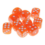 Maxbell 10pcs/Pack Plastic Six Sided Dice D6 for Party Bar Game Accessory Orange
