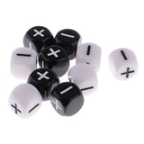 Maxbell 10 Pieces Plastic 6-sided Dice Minus Plus D6 for Party Bar Card Casino Game Props 0.62inch