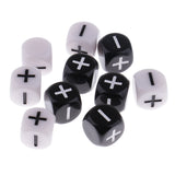 Maxbell 10 Pieces Plastic 6-sided Dice Minus Plus D6 for Party Bar Card Casino Game Props 0.62inch