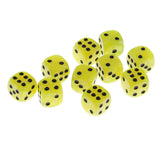Maxbell 10pcs/Pack Plastic Six Sided Dice D6 for Party Bar Game Accessory Yellow
