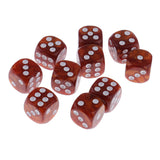 Maxbell 10pcs/Pack Plastic Six Sided Dice D6 for Party Bar Game Accessory Coffee