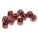 Maxbell 10pcs/Pack Plastic Six Sided Dice D6 for Party Bar Game Accessory Coffee