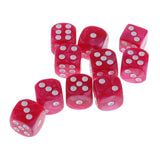 Maxbell 10pcs/Pack Plastic Six Sided Dice D6 for Party Bar Game Accessory Rose Red