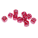 Maxbell 10pcs/Pack Plastic Six Sided Dice D6 for Party Bar Game Accessory Rose Red
