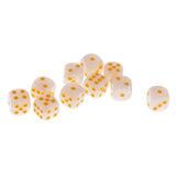 Maxbell 10pcs/Pack Plastic Six Sided Dice D6 for Party Bar Game Accessory White