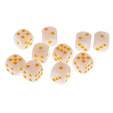 Maxbell 10pcs/Pack Plastic Six Sided Dice D6 for Party Bar Game Accessory White