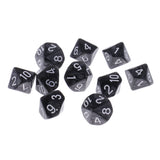 Maxbell 10 Pieces Plastic Multi-sided Dice D10for Party Bar Game Props 0.62'' Black