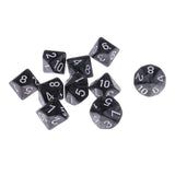 Maxbell 10 Pieces Plastic Multi-sided Dice D10for Party Bar Game Props 0.62'' Black