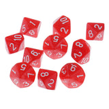 Maxbell 10 Pieces Plastic Multi-sided Dice D10for Party Bar Game Props 0.62'' Red