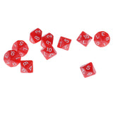 Maxbell 10 Pieces Plastic Multi-sided Dice D10for Party Bar Game Props 0.62'' Red