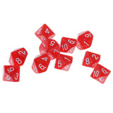 Maxbell 10 Pieces Plastic Multi-sided Dice D10for Party Bar Game Props 0.62'' Red