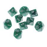 Maxbell 10 Pieces Plastic Multi-sided Dice D10for Party Bar Game Props 0.62'' Green